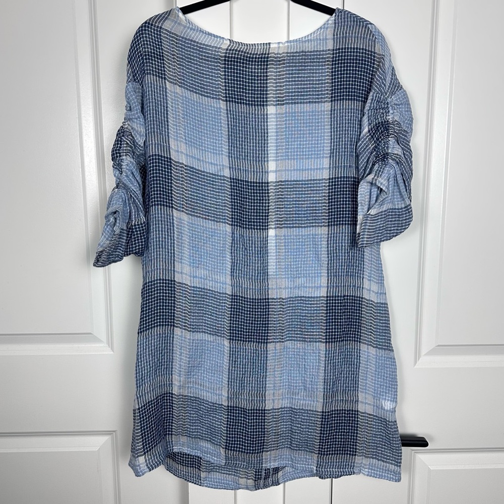 SNIDER (Staci Snider) Large Blue 100% Linen Tunic Top